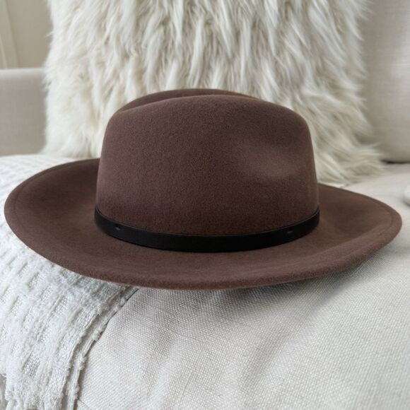 Urban Outfitters Women\'s Fedora Hat Size M 100% Wool Brown Mauve Floppy Brim main image 5